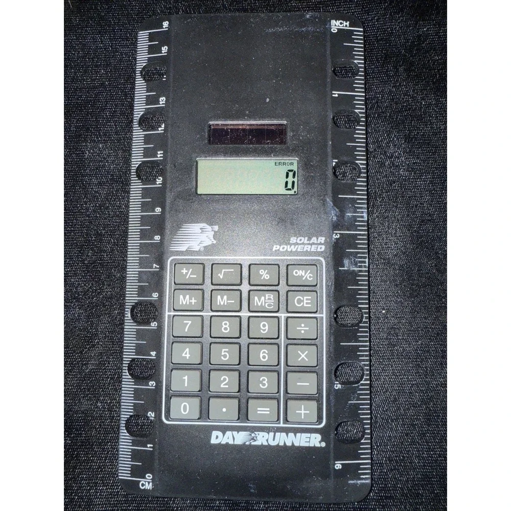 Day Runner PRO calculator/ruler 492-113 DR4211-10 solar power 3&7-ring. 4501